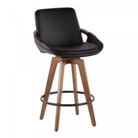 Tabouret moderne du milieu du 20e siècle Cosmo de hauteur comptoir en similicuir - noyer et noir