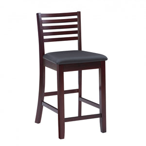Tabouret Torino de hauteur comptoir en similicuir avec dossier en échelle - merlot