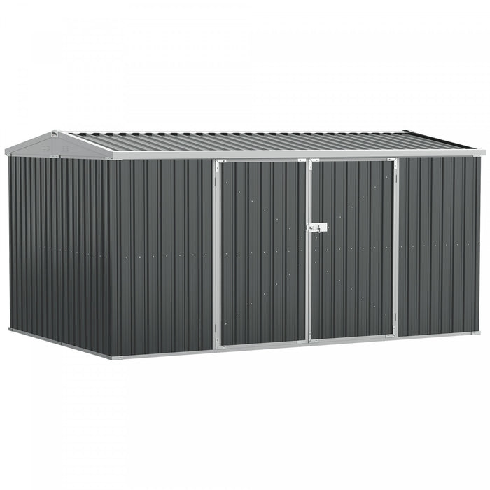 Outsunny Abri De Rangement Exterieur Avec Portes Verrouillables, Gris