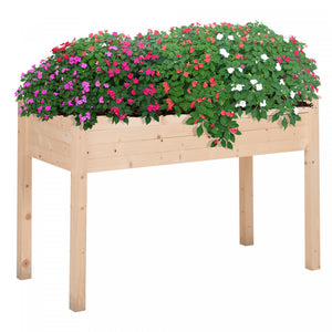 Outsunny Jardiniere Sur Pieds Potager Dim. 122l X 56l X 76h Cm Inserts Dirrigation + Feutre De Drainage Inclus Bois Massif Sapin