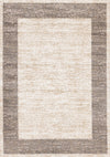 Carpette Covington beige, taupe et blanche à motif de bordure simple vieillie - 5 pi 3 po x 7 pi 7 po