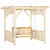 Outsunny Balancelle De Jardin Chaise Balancoire De Patio Avec Pergola, Banc Suspendu En Bois Pour 2