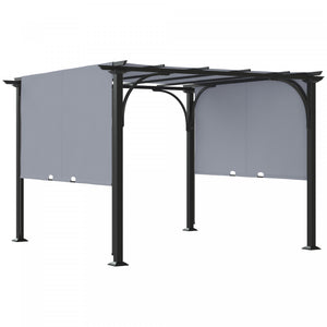 Outsunny 10' X 10' Pergola Exterieure Patio Gazebo Auvent Retractable, Gris