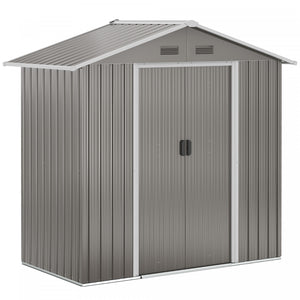 Outsunny Abri De Jardin En Metal Outsunny 6,5x3,5 Pi Pour Rangement Exterieur, Gris