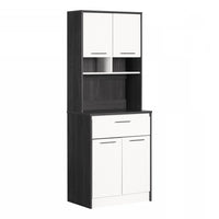 Armoire garde-manger Myro avec espace pour four à micro-ondes - chêne gris et blanc