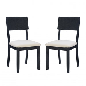 Chaise de salle à manger Jorissen en tissu d’apparence lin anthracite foncé - ensemble de 2
