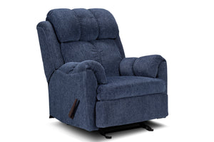 Fauteuil berçant inclinable de 35 po fabriqué au Canada en tissu de chenille bleu marine