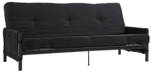 Futon Fairview de DHP avec rangement et matelas de 6 po - noir