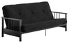 Futon Harlow Dorel Home de format lit double avec accoudoirs en métal et matelas de futon à rembourrage en polyester à haute densité thermolié de 6 po - noir