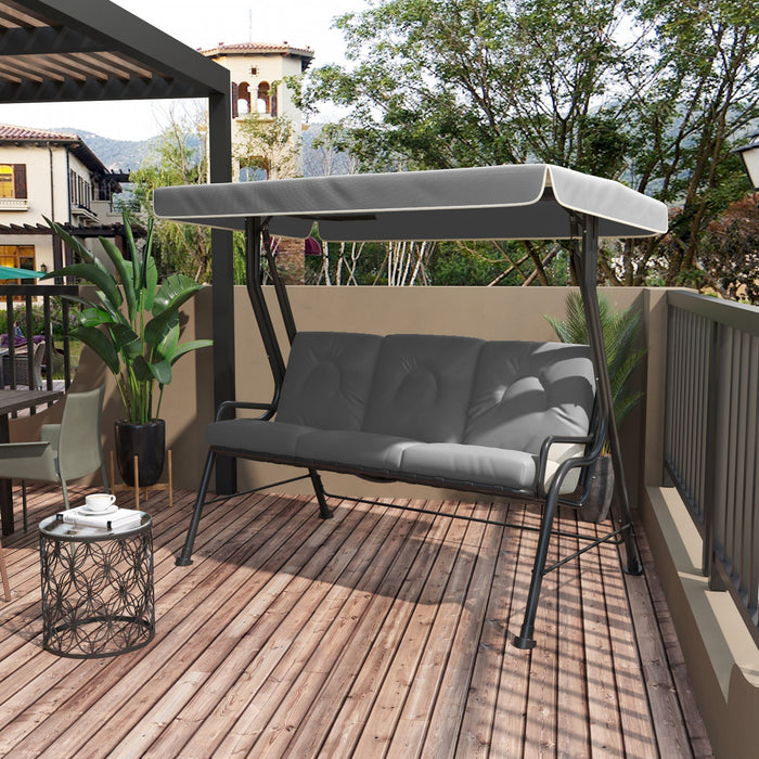 Outsunny Chaise Balancoire De Porche En Metal Pour 3 Personnes Avec Auvent