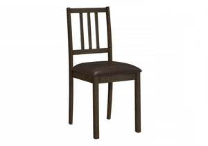 Ensemble de 2 chaises de salle à manger de style transitionnel avec apparence cuir brun et pattes en bois brun pour la cuisine et la salle à manger