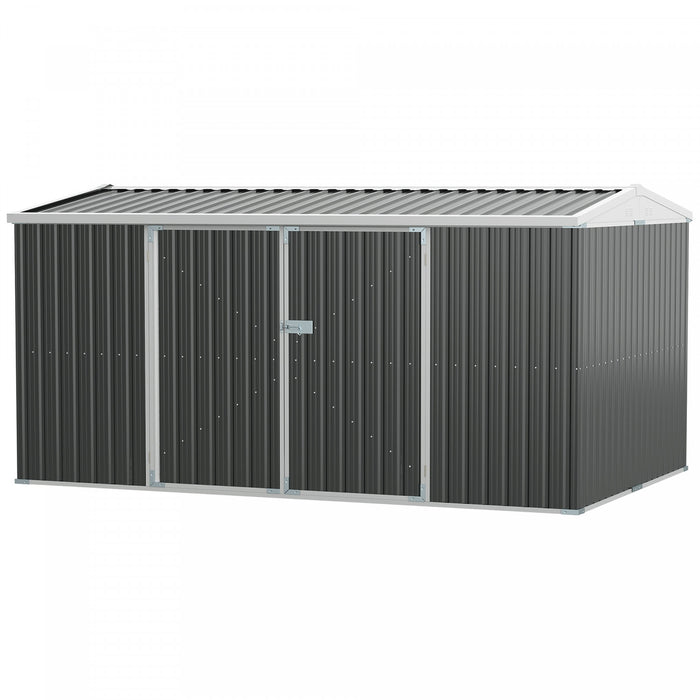 Outsunny Abri De Rangement Exterieur Avec Portes Verrouillables, Gris