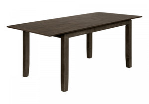 Table de salle à manger rectangulaire de style transitionnel avec rallonge de 18 po, pattes en bois massif et placages gris pour la salle à manger et la cuisine