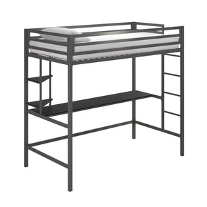 Lit mezzanine simple Maxwell de Novogratz en métal avec bureau - gris-noir