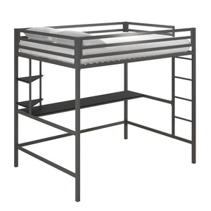 Lit mezzanine double Maxwell de Novogratz en métal avec bureau - gris-noir