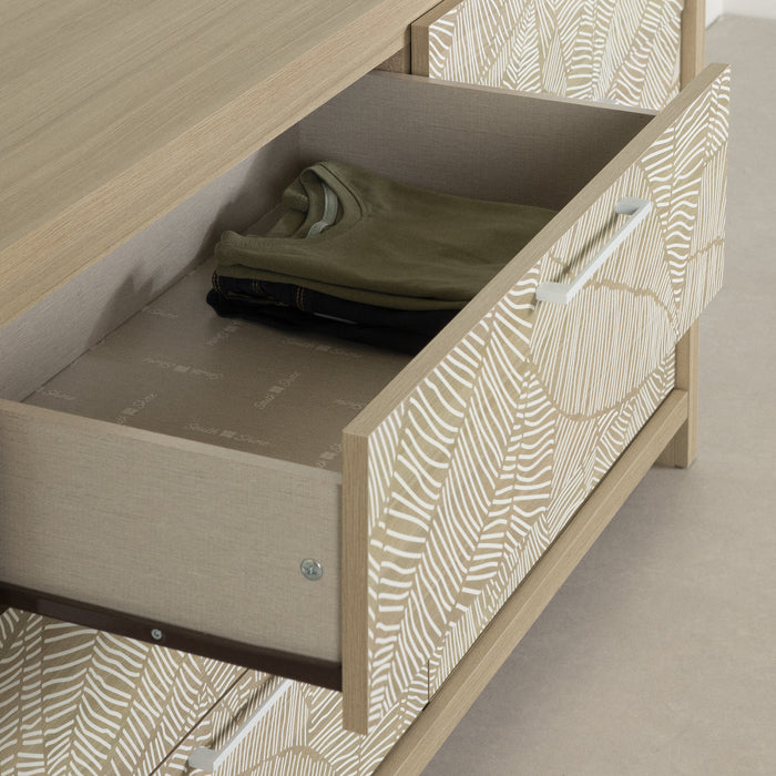 Commode Munich à 6 tiroirs - orme naturel et blanche