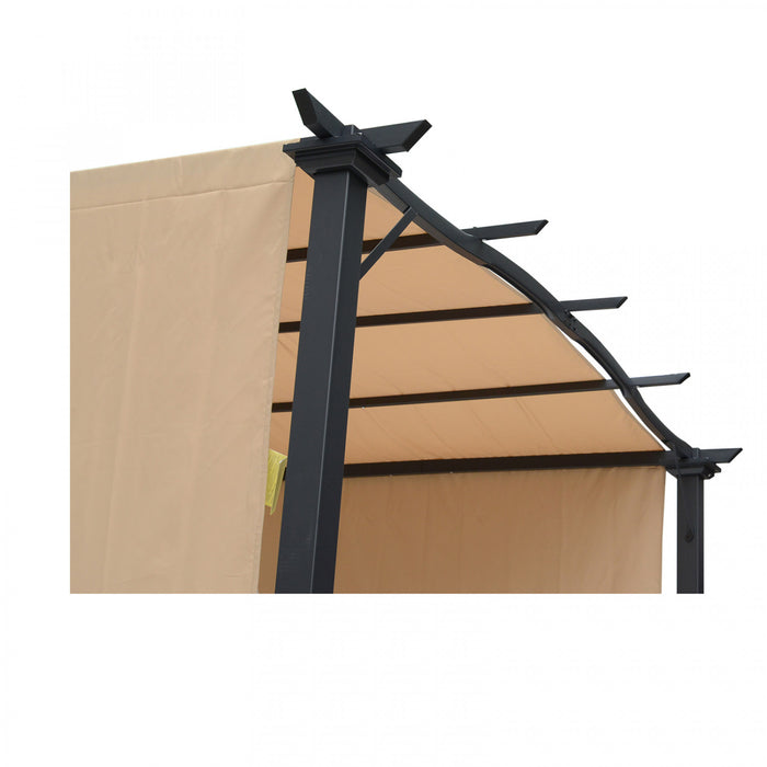Gazebo De Jardin Pour Pergola Retractable Exterieur De 9 Pi X 8 Pi Avec Deux Auvents Lateraux Reglables Pare-soleil Au-dessus De L'arriere-cour Couverture D'auvent De Jardin Kaki