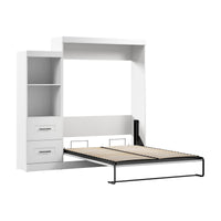 Grand lit escamotable Edge de Bestar avec organisateur de garde-robe et tiroirs (90 po [L]) - blanc