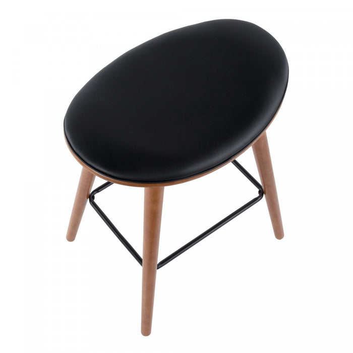 Tabouret moderne du milieu du 20e siècle Saddle de hauteur comptoir en similicuir noir - ensemble de 2