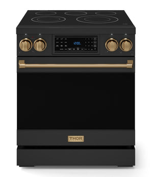 Cuisinière électrique amovible de style professionnel collection Gordon Ramsay de Thor Kitchen de 30 po avec panneau de commande tactile inclinable - RSE30B-BRZ