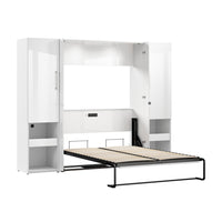 Lit double escamotable Avalon de Bestar de 101 po (L) avec armoires de rangement et tablette coulissante