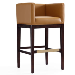 Tabouret bar Kingsley de Manhattan Comfort de 38 po en hêtre - chameau et noyer foncé