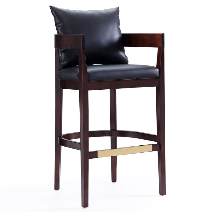 Tabouret bar Ritz de Manhattan Comfort de 38 po en hêtre - noir et noyer foncé