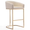 Tabouret bar Louvre de Manhattan Comfort de 40 po en acier inoxydable - crème et doré titane