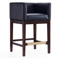 Tabouret bar Kingsley de Manhattan Comfort de hauteur comptoir de 34 po en hêtre - noir et noyer foncé