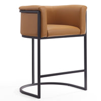 Tabouret bar Cosmopolitan de Manhattan Comfort de hauteur comptoir de 33,8 po en métal - chameau et noir