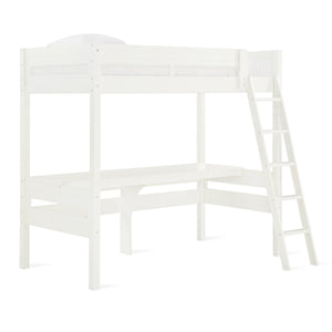 Lit mezzanine simple Harlan de DHP avec bureau et échelle - blanc