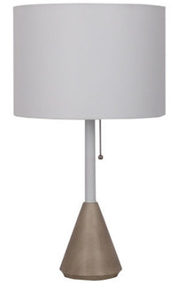  Lampe de table Freya de Kort & Co. de 24,5 po en métal, blanche et grain de bois