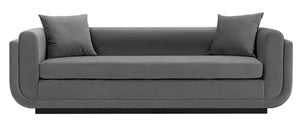 Sofa contemporain Edmonda de Manhattan Comfort en velours avec coussins - gris foncé