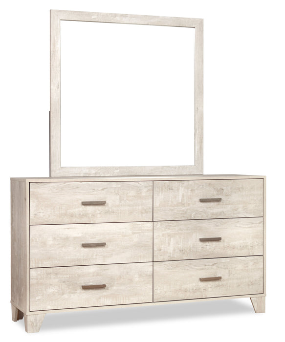 Miroir de commode de chambre à coucher Arbor - bois de grève blanc