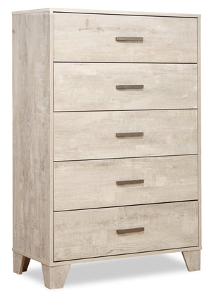 Commode verticale de chambre à coucher Arbor de 31,5 po (L) x 48,4 po (H) à 5 tiroirs - bois de grève blanc