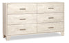 ["Commode de chambre à coucher Arbor de 58,7 po (L) x 33,3 po (H) à 6 tiroirs - bois de grève blanc"]