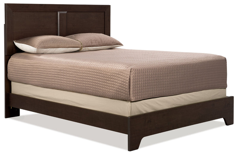 Ensemble de chambre à coucher Yorkdale 5 pièces avec lit à panneau, commode et miroir, brun - format grand lit