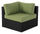Fauteuil en coin Barbados pour la terrasse à l’extérieur - osier en résine tressé à la main, résistant aux rayons UV et aux intempéries - noir et vert