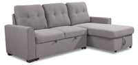  Sofa-lit sectionnel de droite Carter 2 pièces en tissu d'apparence lin - gris Solis