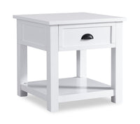  Table de bout moderne Centennial de 24 po avec rangement et tablette - blanche