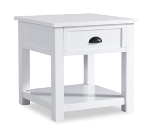 Table de bout moderne Centennial de 24 po avec rangement et tablette - blanche