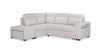 Sofa-lit sectionnel de gauche Coast 3 pièces en tissu blanc ivoire avec fauteuil long de rangement et accoudoir de rangement