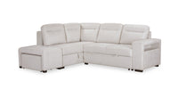  Sofa-lit sectionnel de gauche Coast 3 pièces en tissu blanc ivoire avec fauteuil long de rangement et accoudoir de rangement