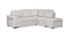 Sofa-lit sectionnel de droite Coast 3 pièces en tissu blanc ivoire avec fauteuil long de rangement et accoudoir de rangement