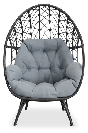 Fauteuil en forme d’œuf Coco de Kort & Co. pour la terrasse à l’extérieur - osier en résine tressé à la main, résistant aux rayons UV et aux intempéries - gris foncé et gris