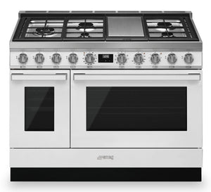 Cuisinière hybride à double four Smeg Portofino de 6 pi3 - CPF48UGMWH