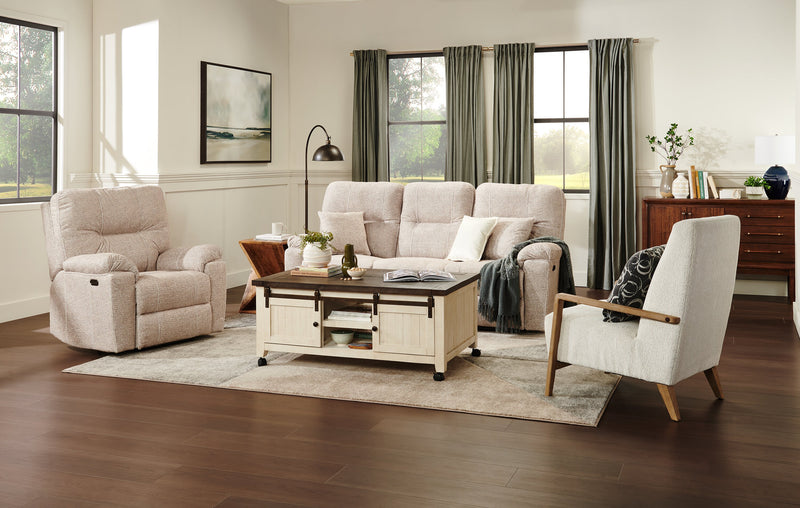 Fauteuil à inclinaison électrique Dawson de 40 po fabriqué au Canada en tissu avec port USB - beige