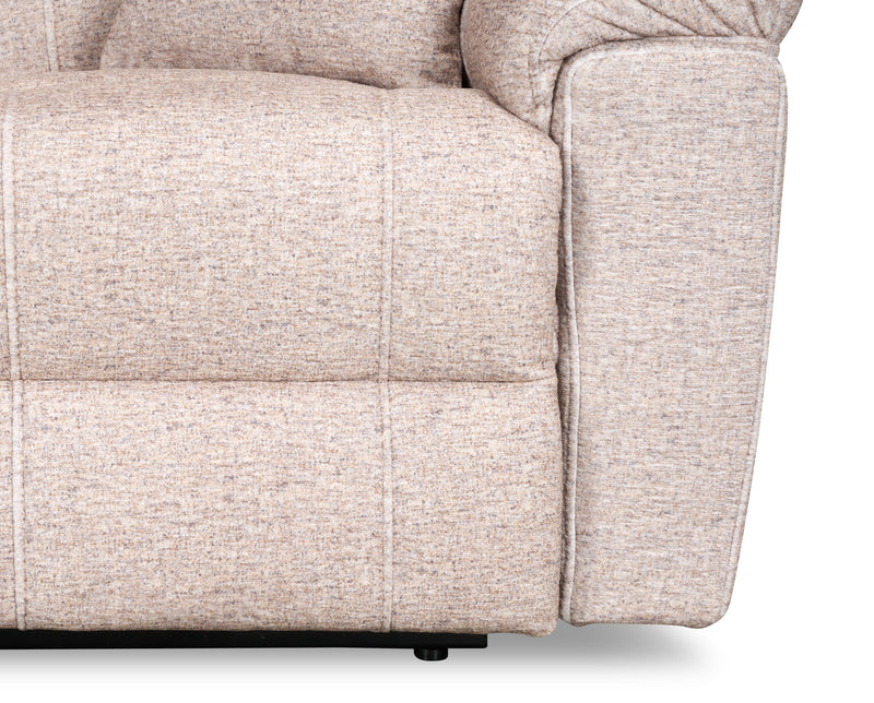 Fauteuil à inclinaison électrique Dawson de 40 po fabriqué au Canada en tissu avec port USB - beige