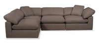  Sofa sectionnel modulaire Eclipse 4 pièces en tissu d'apparence lin - ardoise