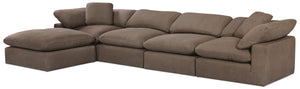 Sofa sectionnel modulaire Eclipse 5 pièces en tissu d'apparence lin avec pouf - ardoise